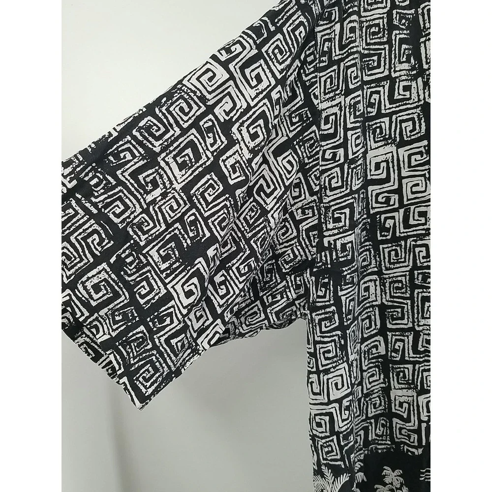 Boca Classics Mens Hawaiian Shirt XL Silk Button‎ Up Black White Tropical Floral